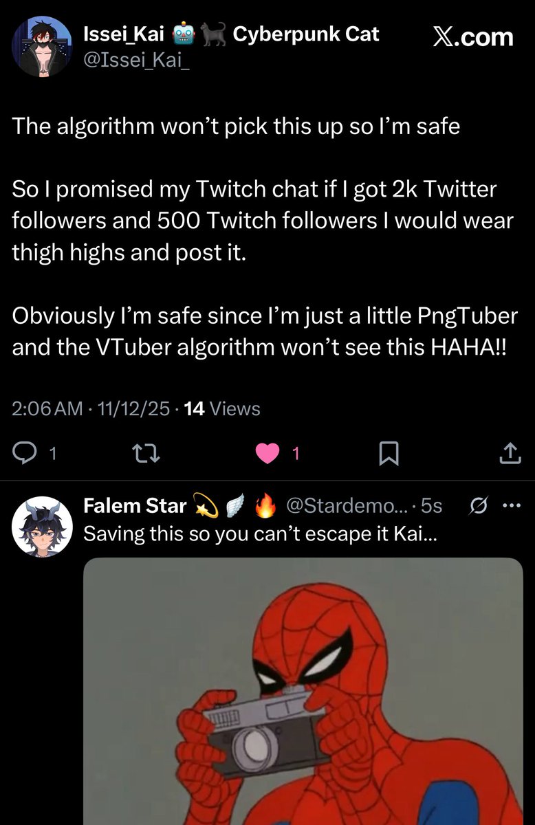 Bi-Weekly reminder of what <a href="/Issei_Kai_/">Issei_Kai 🤖🐈‍⬛ Neko Edgerunner</a> has promised, help him achieve this goal one day if you wanna see British man thighs.