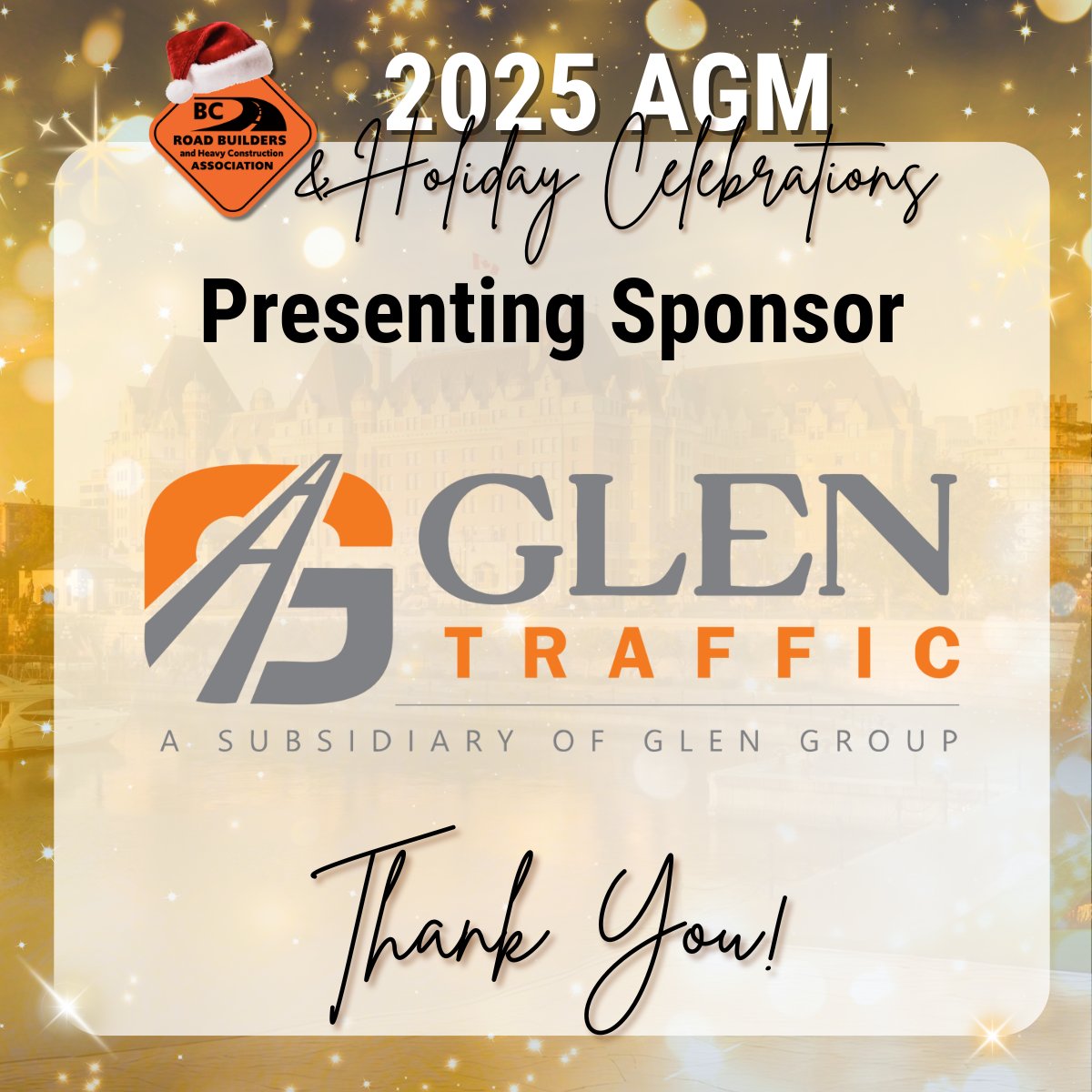 A heartfelt thank you to Glen Traffic, one of our Presenting Sponsors, for this year’s AGM.  

Your support helps us continue building a strong and connected industry, and we appreciate the leadership you show in our community.  

We look forward to seeing you at the AGM.