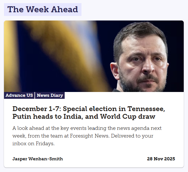 Our latest Advance is up, looking ahead to what is shaping up to be a very busy week in news.
Read and sign up here: advance.foresightnews.com/december-1-7-s…