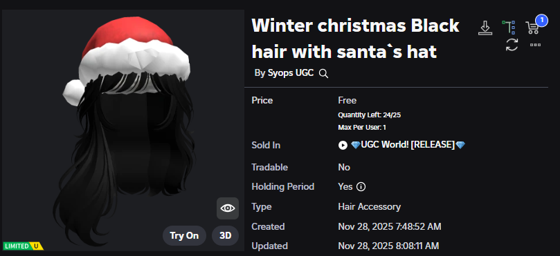 Xh0PlUgc's tweet image. 🔴New limited item &amp;lt;&amp;lt; UGC World &amp;gt;&amp;gt;

📦Stock: 25
❗How to get it: You will need to accumulate 27 gems and then you can get it.

➡️roblox.com/catalog/116404…
➡️roblox.com/games/72882283…

#Roblox #RobloxDev #RobloxFreeUGC #RobloxUGCLimited