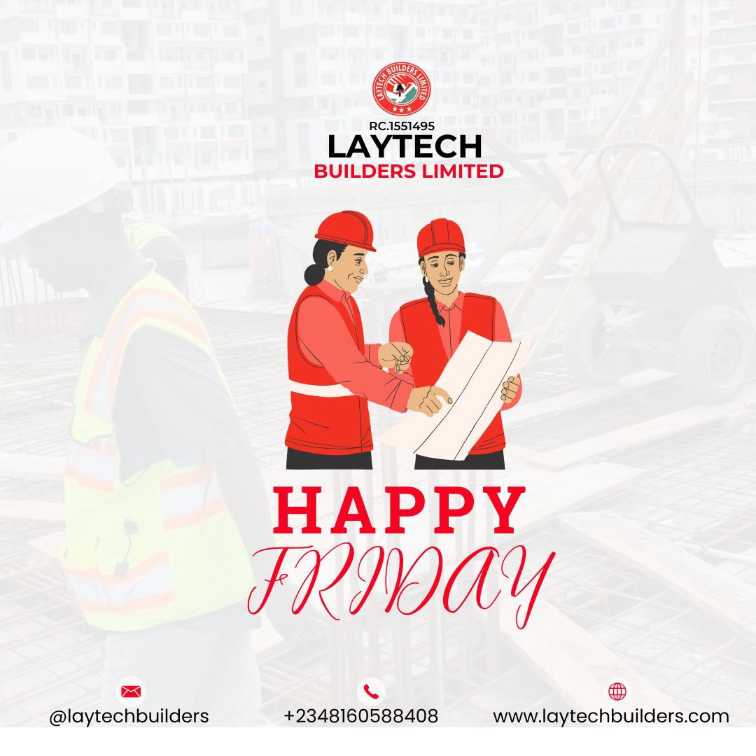 Laytechbuilders's tweet image. Happy Friday from LAYTECH Builders!

As we close out the week, may your day be filled with clarity, strength, and renewed motivation.

At LAYTECH, we remain committed to pushing boundaries, delivering innovative solutions, resilient structures, and shaping a future we can all be