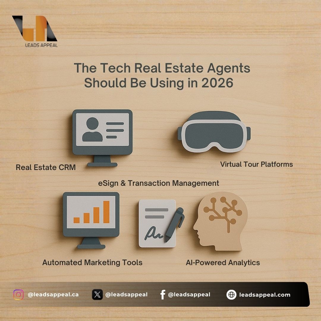 LeadsAppeal's tweet photo. 🏡 Real estate agents, is your tech stack 2026-ready?

Here are 5 tools you need to stay ahead:
1️⃣ CRM (like Leads Appeal)
2️⃣ Virtual tours
3️⃣ Automated marketing
4️⃣ eSign platforms
5️⃣ AI analytics
Tech up. Close more. 🚀
#RealEstateTech #LeadsAppeal #WorkSmarter #RealtorTools https://t.co/YICX9bSIjG