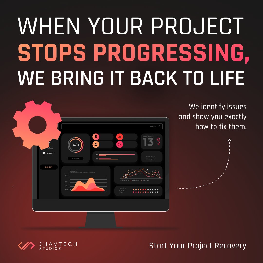 JhavtechStudios's tweet photo. When your project stalls, the real cost isn’t the delay, it’s the momentum you lose.

We help teams identify blockers, repair unstable code, and get delivery back on track.

Start Your Project Recovery: https://t.co/LA8zURfc0S

#ProjectRescue #SoftwareFix #AppRecovery #Tech https://t.co/wZ8OUr6Xrz