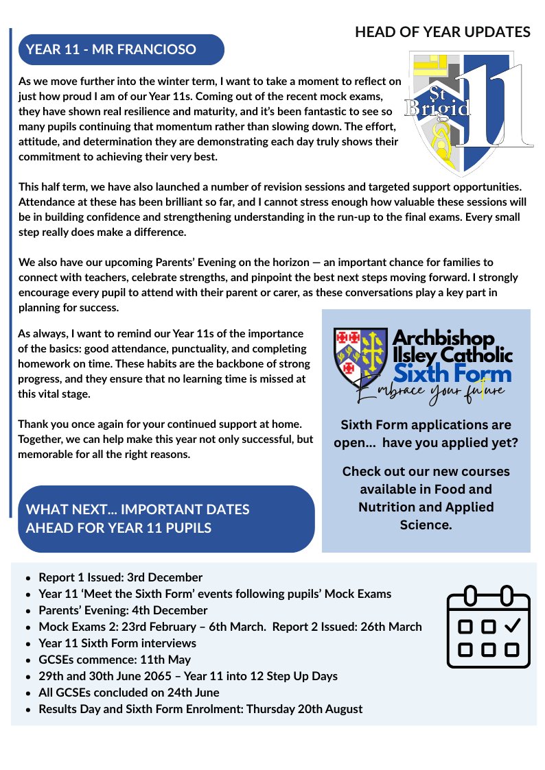 ABI Update 2/5 - Head of Year news.