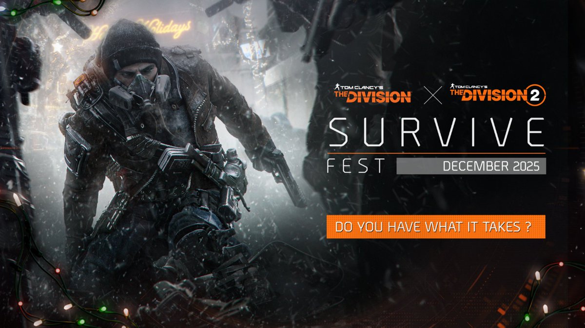 A new tradition begins: Survive Fest. Inspired by the community, built for Survivors. 

Play Survival, share feedback to shape what's next, and catch Magnus Jansén, creative director of The Division 2: Survivors, streaming live. Everyone who logs in during Survive Fest will get