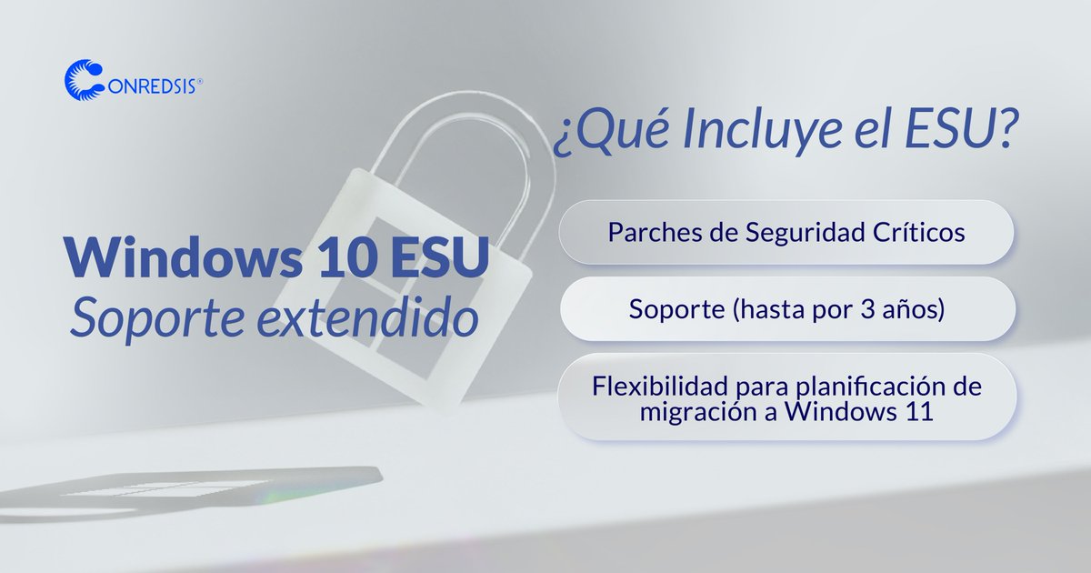 conredsis's tweet image. #ServiciosConredsis |🔐La seguridad de Windows 10 no termina del todo en 2025!

Con el programa de Actualizaciones de Seguridad Extendida (ESU), Microsoft ofrece soporte adicional por al menos un año más. 

#windows10esu #win10 #windows10 #windows11 #win11 #seguridad #conredsis