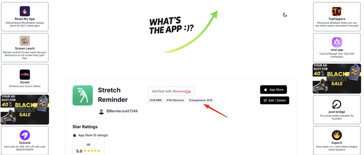 david_attisaas's tweet image. pov: added a transparency score on whatsthe.app

I can&apos;t force anyone to share metrics they don&apos;t want to share

though, the more you share, the higher your transparency score will be

should I include this transparency score in the og image preview when you share your…