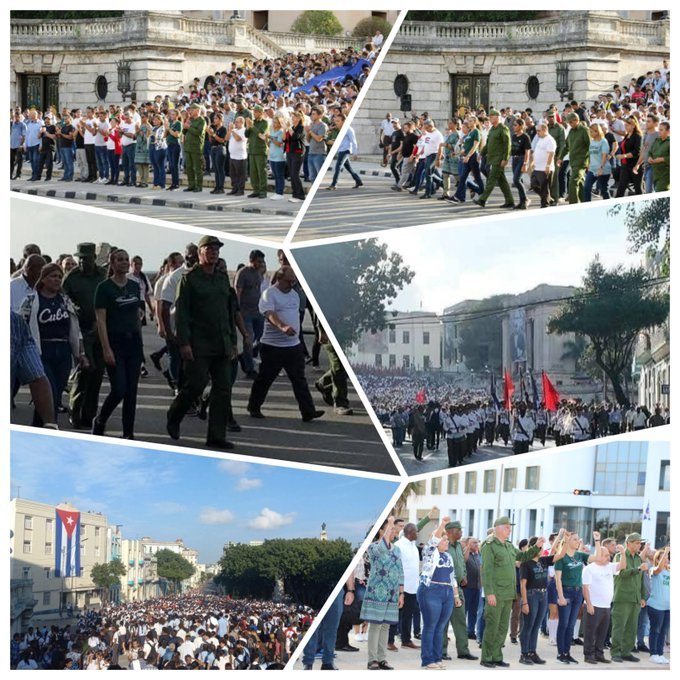 DeLas28948's tweet image. Marcha @DiazCanelB junto a jóvenes cubanos en conmemoración al 154 aniversario del funcionamiento a los 8 estudiantes de medicina. #Tenemos