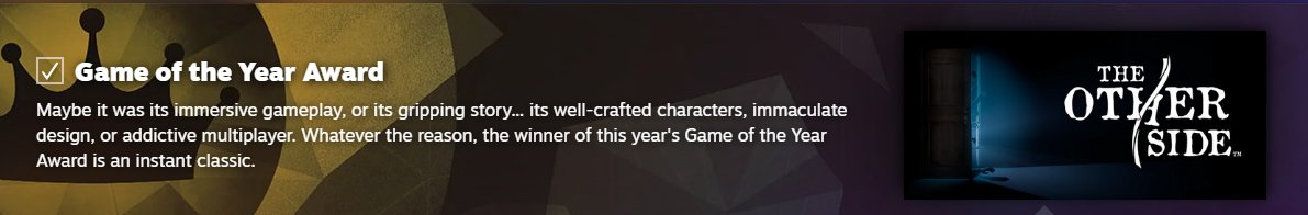 wizardof0dd's tweet photo. The Steam Awards are now up for voting.  Let's get @OtherSideSocial the honor of being Game of the Year! https://t.co/vLbCbbFodm