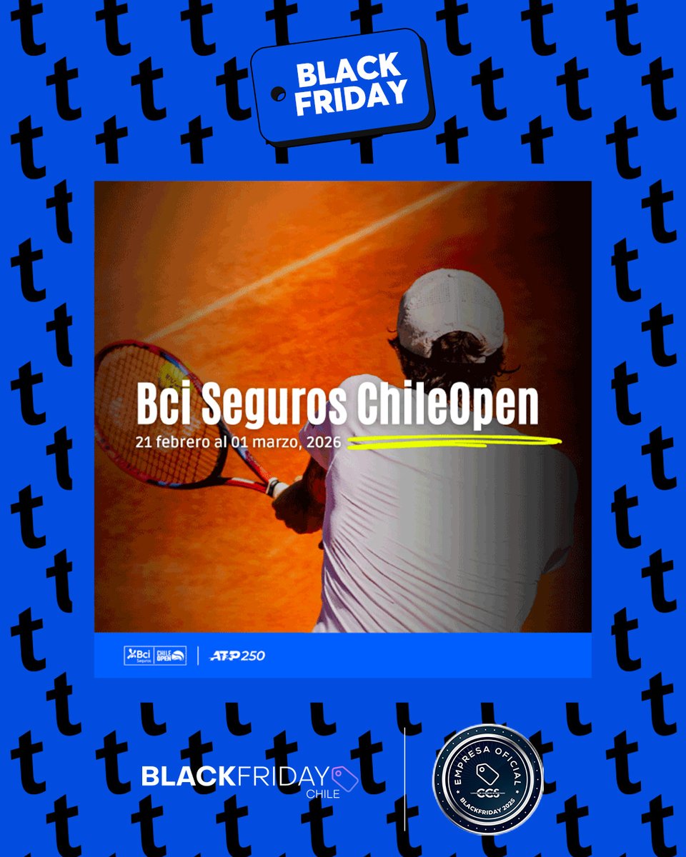 ticketmastercl's tweet image. ¡Atención fanáticos del deporte 🔥!

El Bci Seguros Chile Open 2026 🎾 se suma a nuestro #blackfriday 💸La cancha se puso MÁS intensa que nunca 😱 Es tu oportunidad de vivir el tenis en su máxima expresión ❤️‍🔥

🎟️ Tickets en bit.ly/3M3IjjU