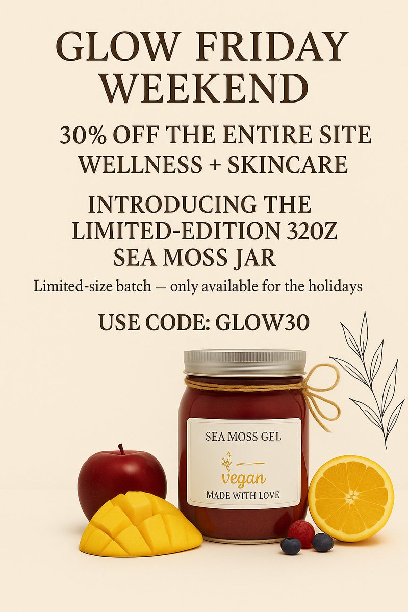 BKCHIC82's tweet image. Happy Friday Family. 
Just launched my Black Friday Sale! 

Glow Friday = 30% off everything wellness + skincare.
Go nourish your glow.
shiqueaesthetics.com
Code: GLOW30