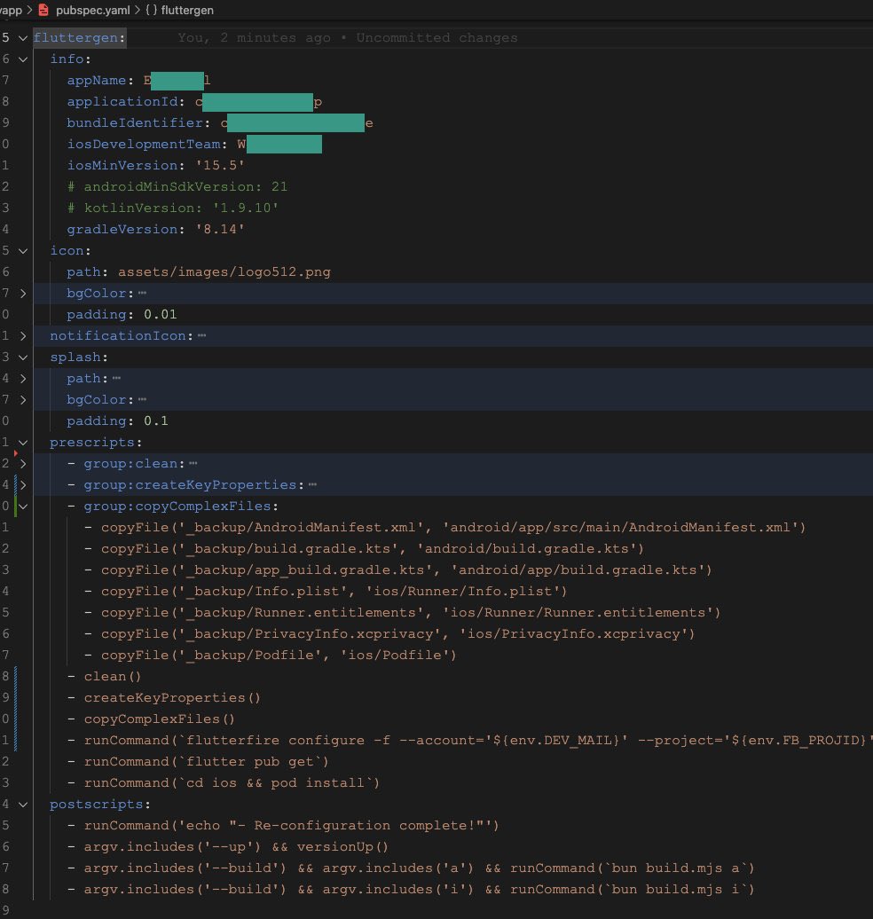 JoreinMunongo's tweet image. Dumb or Genius?

added scripts option to my package &apos;fluttergen&apos; and tried something. 
when I run &quot;fluttergen&quot;, &apos;prescripts&apos; section deletes android and ios folders and recreates them. I can run the command 1000 times and the app works no problem.😄

#Flutter #Dart #Dev