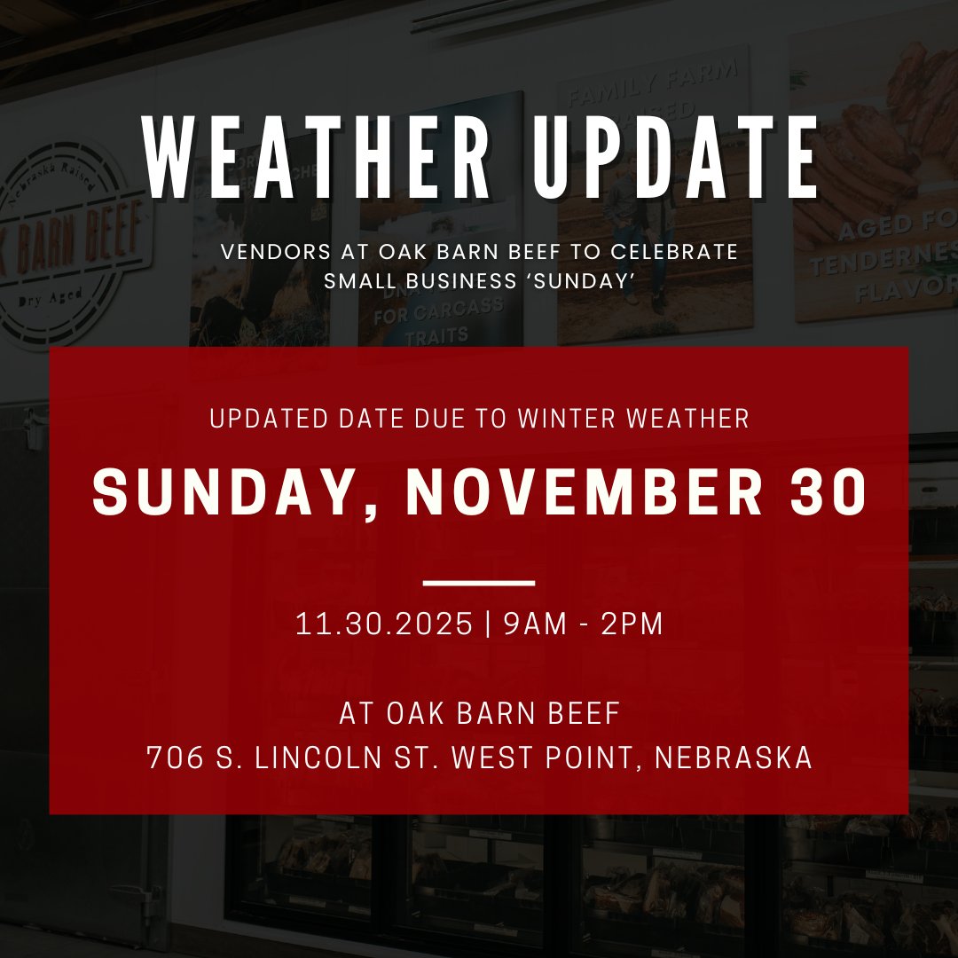 ❄️ Weather Update!
Our full Shop Small Event is now SUNDAY, Nov 30 | 9–2.
We’ll still be open Saturday 9–2 =, but the rest of our vendors will join us Sunday.
Thanks for understanding! Stay warm! ❤️🐄
