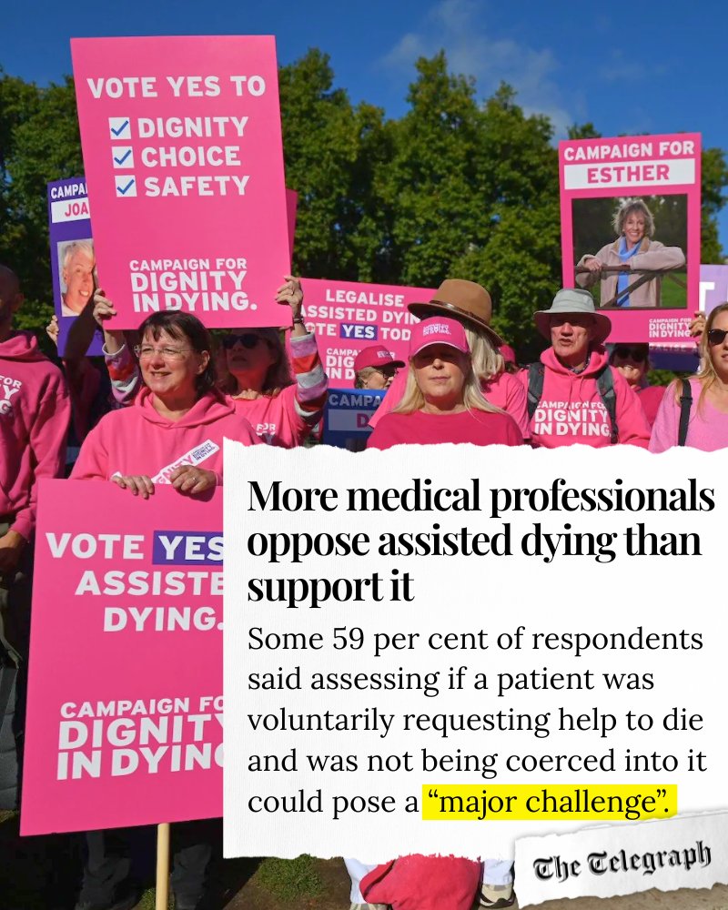 The Telegraph: A poll has found more medical professionals oppose assisted suicide than support it

telegraph.co.uk/politics/2025/…