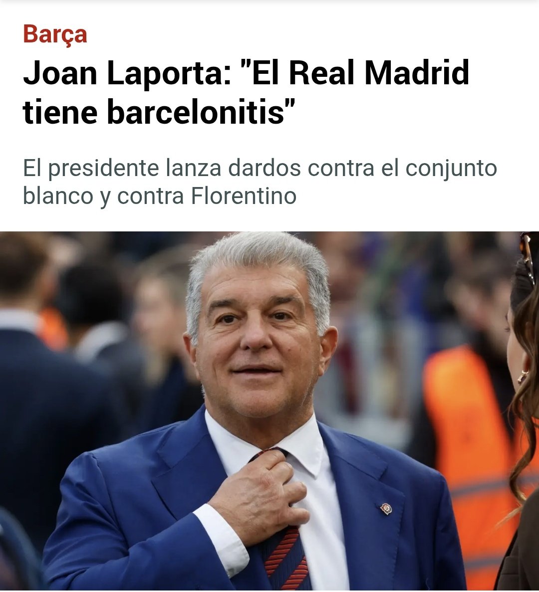 Dice el jeta de Laporta q RMTV intenta influir en los árbitros: ¿qué será entonces cubrir de millones a su vicepresidente? 
También acusa al Madrid de ser favorecido, lo que encaja en el principio de transposición de la propaganda goebbeliana: endosar al enemigo tus defectos