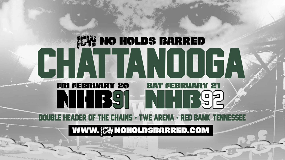 ICWNHB's tweet image. 50 REPOSTS and we will ANNOUNCE the NEXT FIGHT for ICW NHB CHATTANOOGA 📍 

SHE BOUGHT THE TICKET
&amp;amp; SHES TAKING THE RIDE.

THE CHAINS RETURN to 
CHATTANOOGA TN!! 

LIVE!! FRIDAY-SATURDAY FEBRUARY 20-21 - TWE ARENA - RED BANK TN - 7PM 🚪 8PM 🛎️ 

BYOB 🍻 

BUY TICKETS NOW -…