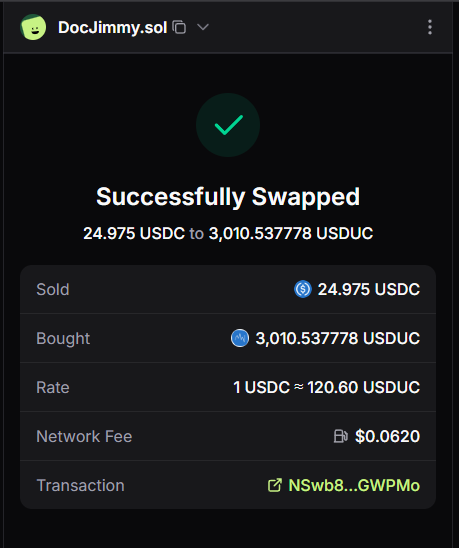 DocJimmys's tweet image. Swapped a couple more filthy USDC for the much better alternative $USDUC.