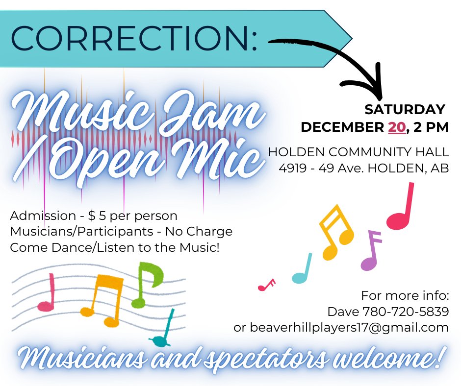 Uh oh, we made an error in the Chronicle! 🎵The Music Jam in Holden is on December 20th, not the 2nd! 🎵
Apologies for any confusion!

#Correction #BeaverCounty #APlaceToCallHome