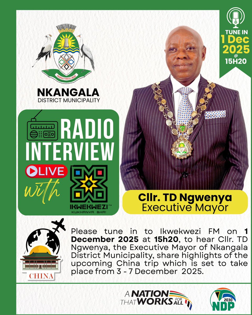 NkangalaDM's tweet image. 📻 Please Tune In | Executive Mayor Takes A Radio Interview On @Ikwekwezi_FM. Details on the poster 👇🏽 #RadioInterview #InvestmentOpportunity