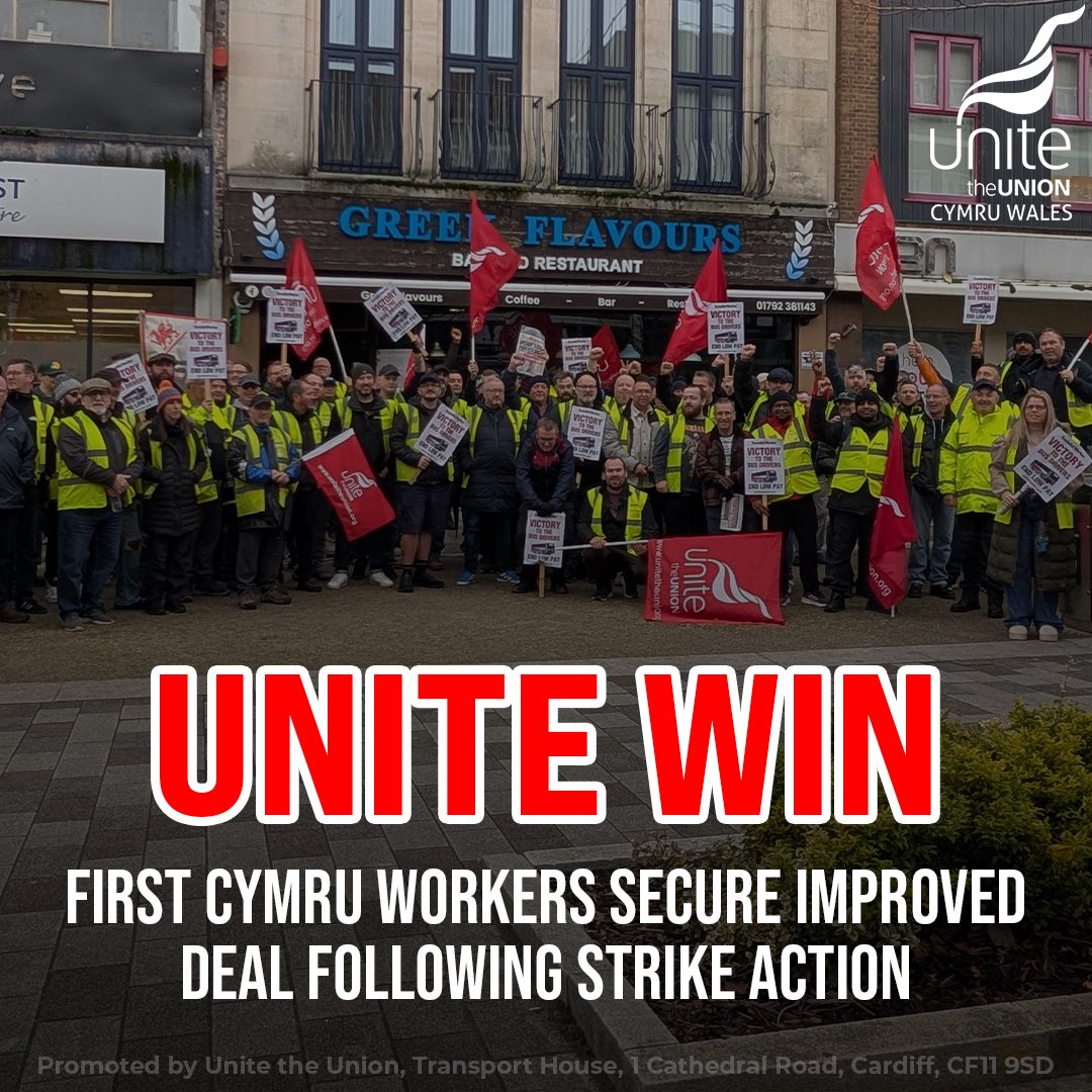 We’re delighted to announce that, following their period of strike action, First Cymru workers have secured an improved pay deal.

Congratulations to all our members at First Cymru.

By standing together through a challenging period, you’ve achieved a significant a great victory.