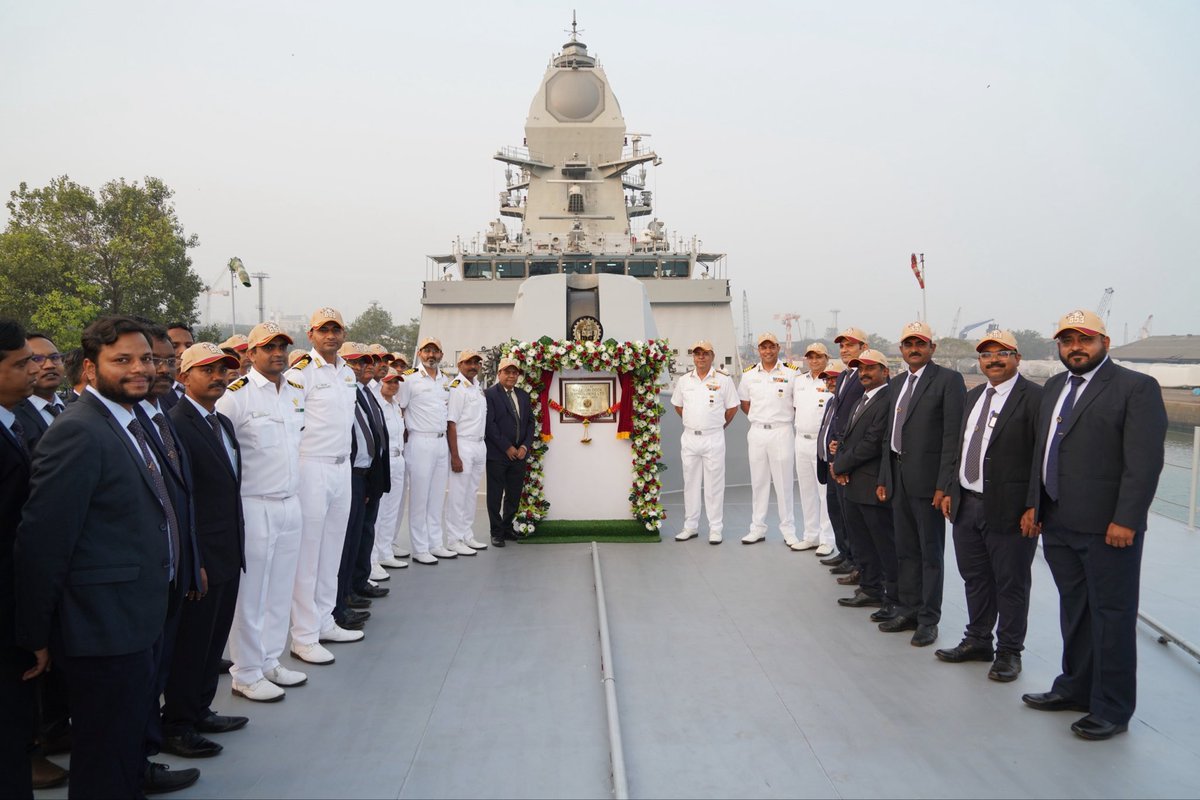 NewsIADN's tweet image. #MDL has delivered INS Taragiri, 3rd Nilgiri-class Frigate (4 on order) to the #IndianNavy today.