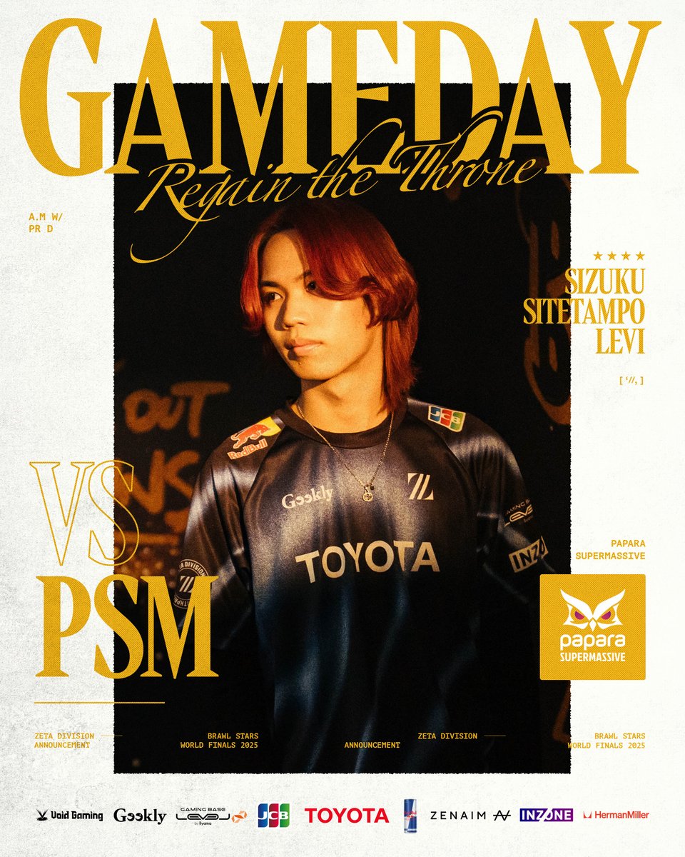 AIMWITHPRIDE's tweet image. ⚡Brawl Stars World Finals 2025

Group Stage // BO5
🇯🇵11/29(Sat) 3:00
vs Papara SuperMassive

Back against the wall 🔥
崖っぷちでも、這い上がる姿見ててね。

📺youtube.com/live/jJ9zhTzPE…

#ZETAWIN #BrawlStars #BSWF25 #BSC25