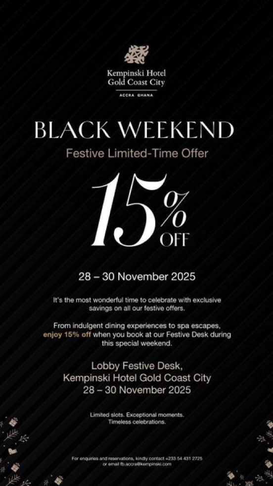 Can't wait to see what Kempinski Accra has in store!
Booked my spot yet?  #KempinskiBlackFriday #KempinskiACCBlackFriday #YouCanDoIt