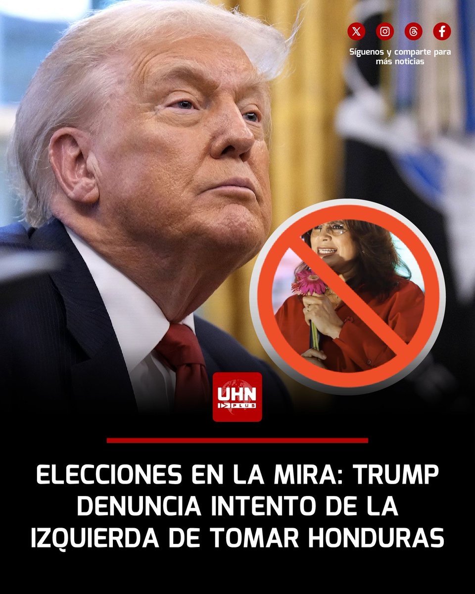 🇺🇸🇭🇳‼️ | ÚLTIMA HORA — El Presidente Donald Trump reiteró que la democracia de Honduras está “en juicio” y respaldó con fuerza a Tito Asfura, acusando a la izquierda de intentar dividir el voto para favorecer a aliados del dictador Nicolás Maduro en las elecciones del 30 de