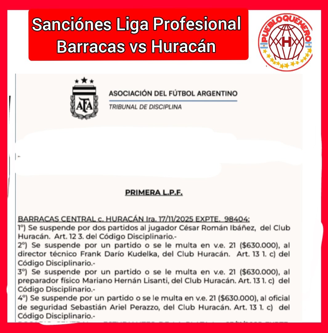 puebloquemero's tweet image. #Huracan Sanciones Barracas vs Huracán Lpf 
seguínos puebloquemero 
#VamosGlobo #elglobo
#HuracánYNadamas
@CAHuracan @ElOjo_Huracan
@73afernandez @Patrici42719114 @LaVozQuemeraOK@Quemeros_ @Quemerizados