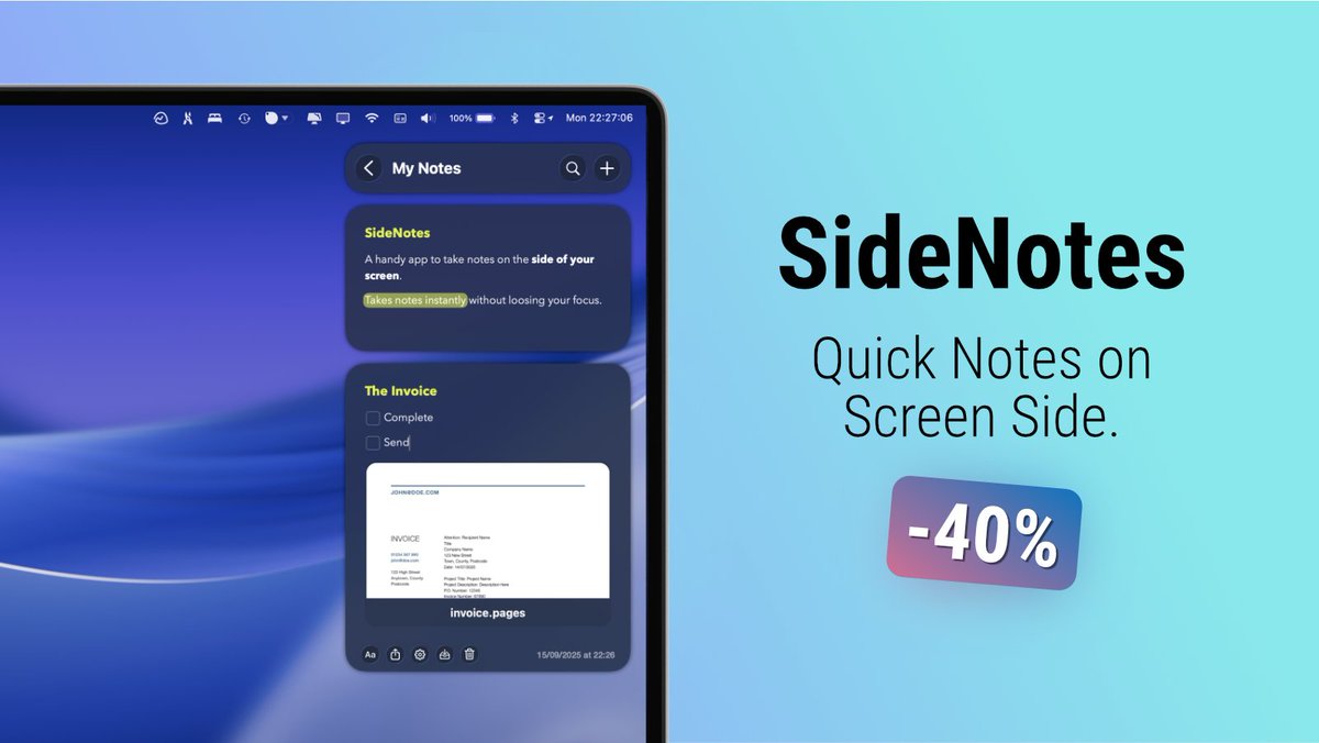 SideNotes - Quick Notes on Screen Side tweet media