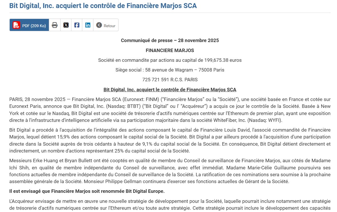 DR__Bourse's tweet image. FINANCIERE MARJOS va devenir une société de trésorerie d&apos;actifs numériques.
Encore quelque chose que personne n&apos;a fait avant 😁