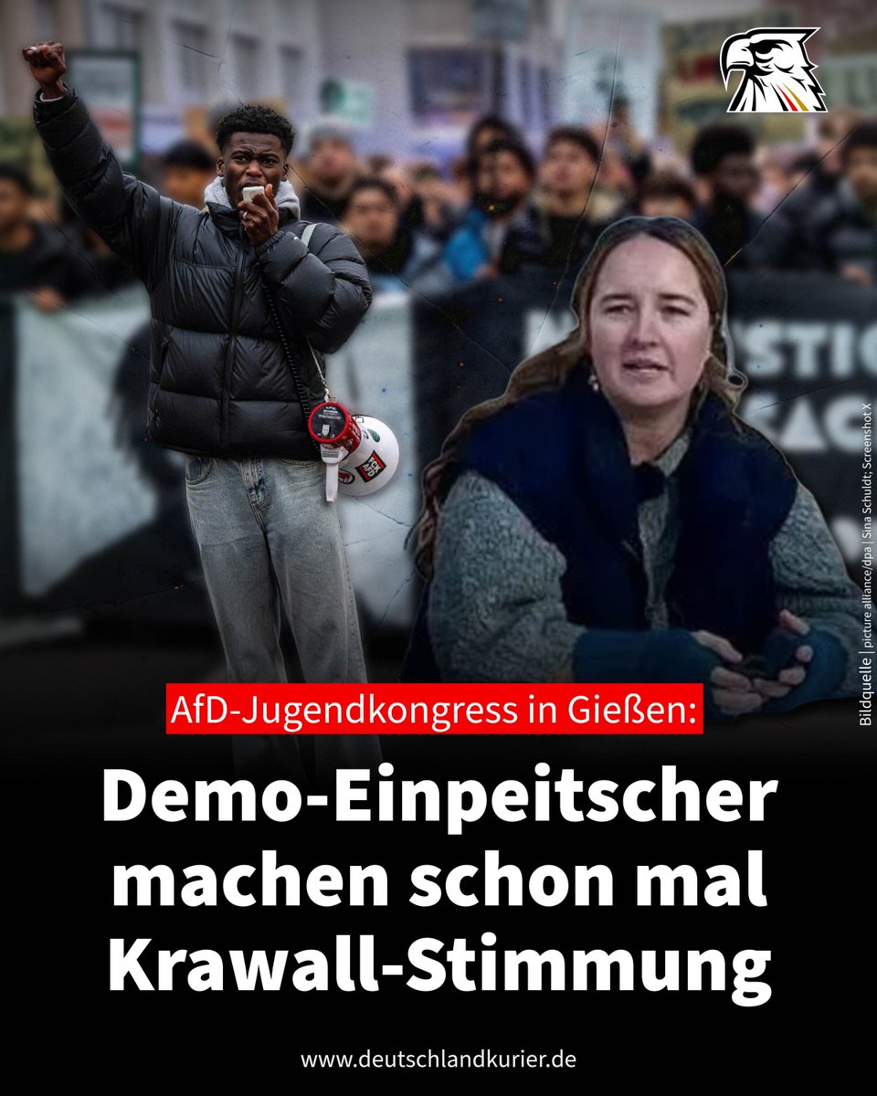 AfD-Jugendkongress in Gießen: Demo-Einpeitscher machen schon mal Krawall-Stimmung

Wenige Stunden vor dem Gründungskonvent der „Generation Deutschland“ in Gießen heizen die ersten linksgrün-woken Einpeitscher die angespannte Stimmung im mittelhessischen Gießen an: Das sogenannte