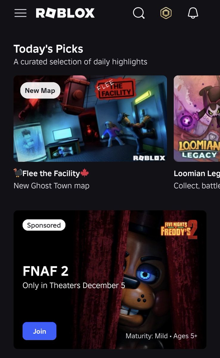 LeaksEvents's tweet image. CURIOSIDADE: Algumas pessoas estão recebendo uma propaganda do filme Five Nights at Freddy&apos;s 2 na página inicial do Roblox. 🐻2⃣

Abrindo o anúncio, ele te leva a um jogo para assistir ao trailer. 🎬

Créditos: @DanielLEGO35
Link:roblox.com/games/80217856…