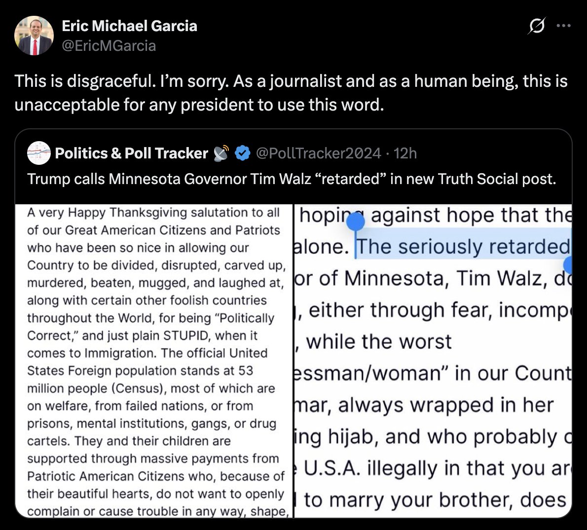 amuse's tweet image. RETARD: Americans, including the president, have reclaimed the terms "retard" and "retarded." These words are now commonly used to describe anyone exhibiting foolish or idiotic behavior, such as Governor Tim Walz. They are no longer applied to people with genuine intellectual…