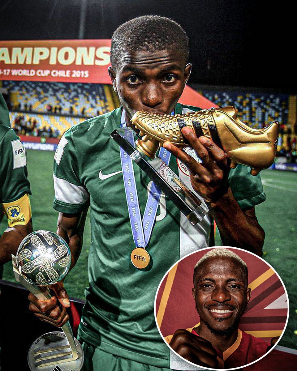 ESPNFC's tweet image. Throwback to when Victor Osimhen won the 2015 U17 World Cup Golden Boot with Nigeria, scoring 10 goals and becoming a champion with his country 🇳🇬 🤝
 
Ten years later, he has proven to be one of the best strikers in the world 🙌