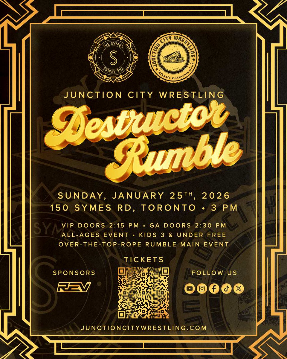 💎 Join us inside <a href="/TheSymesCa/">The Symes</a> for the Destructor Rumble on Sunday, January 25th, 2026, @ 3 PM, featuring an over-the-top-rope Rumble main event!

It's #ClassicEntertainment

Tickets @ eventbrite.ca/e/junction-cit…

#JunctionCityWrestling #TorontoWrestling #ProWrestling  #TorontoEvents