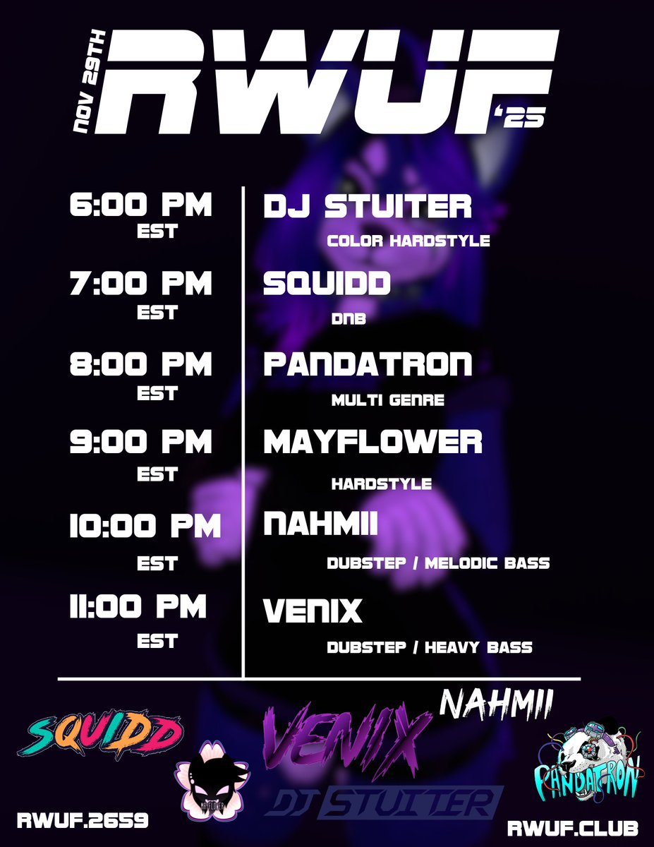 We are back <a href="/RWUFCLUB/">RWUF</a> for some high energy beats! Join me Nov 29th 8pm Eastern and party with the panda only on <a href="/VRChat/">VRChat</a>! #VRChat #Furry #fypage #FurryDJ #VRC #furrycommunity