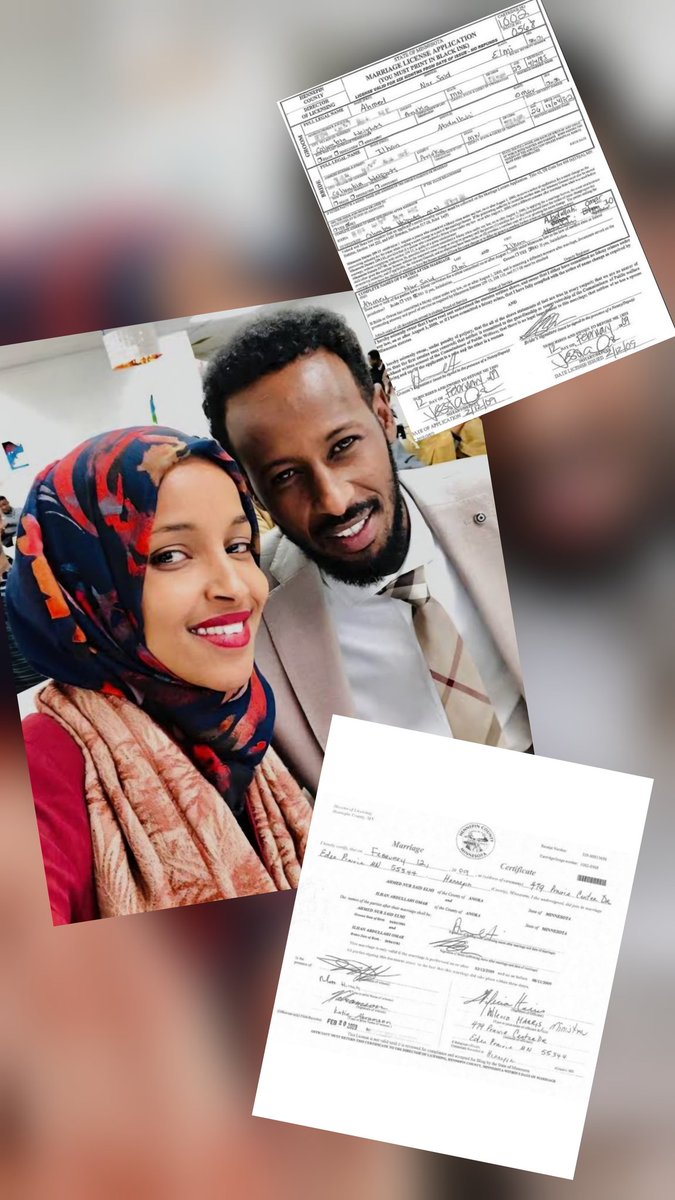 Evidence shows Ilhan Omar married her brother ~ Ahmed Nur Said Elmi, marriage records have been made public... she helped him gain citizenship, that's a crime 

Raise your hand ✋️ if you want the (DHS) to start deportations immediately