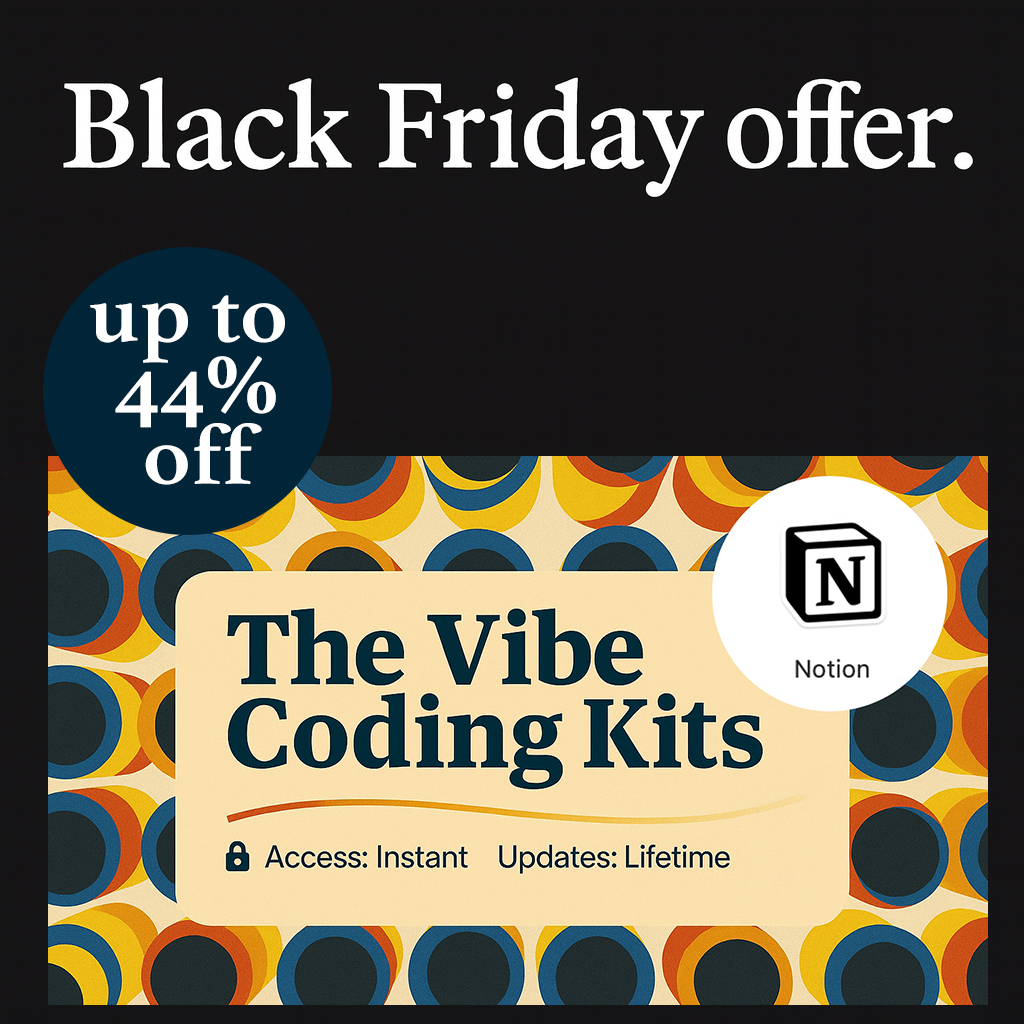 vibingwithai's tweet image. All #VibeCoding Kits are now offered at discounts of up to 44 percent this holiday season.

The Vibe Coding Starter Kit + The Vibe Coding Prompt Kit