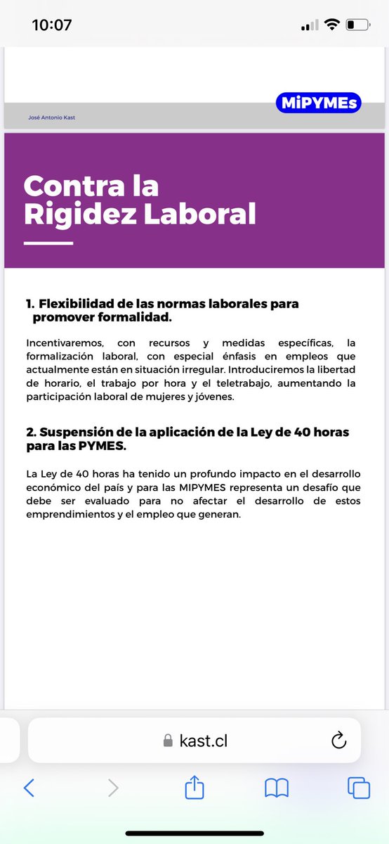 <a href="/marasedini/">Mara Sedini</a> Mara, por favor. La suspensión de las #40horas ESTÁ EN EL PROGRAMA DE KAST, específicamente en el plan #SácateLaMochila 
Sean honestos, por último, argumenten la medida, pero no digan es una mentira porque no lo es. Es una VERDAD del porte del miedo de tu candidato para debatir