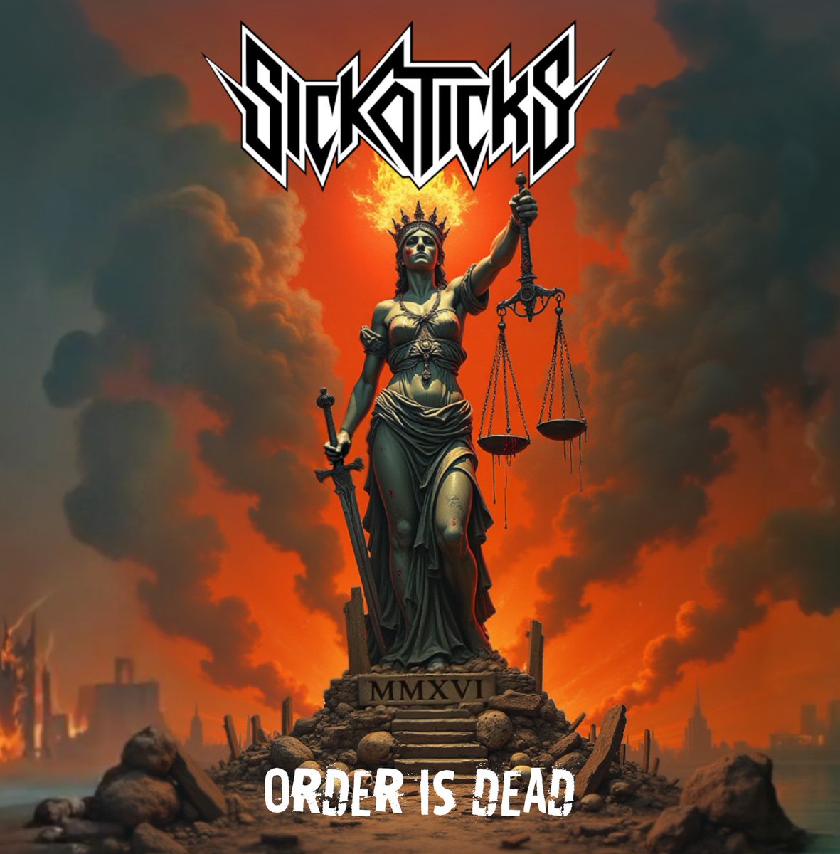 sickoticks's tweet photo. 🔥 We present the official cover of ORDER IS DEAD

Rising among ruins and smoke, a new chapter for the band begins.

This is the visual world surrounding ORDER IS DEAD.
This is SICKOTICKS.

⚡ More details about the release coming soon. https://t.co/xyf6oZ0pBL