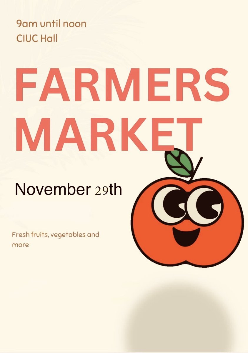 Farmers market happening this Saturday. <a href="/Chimnissing/">BeausoleilFN</a> CIUC hall.