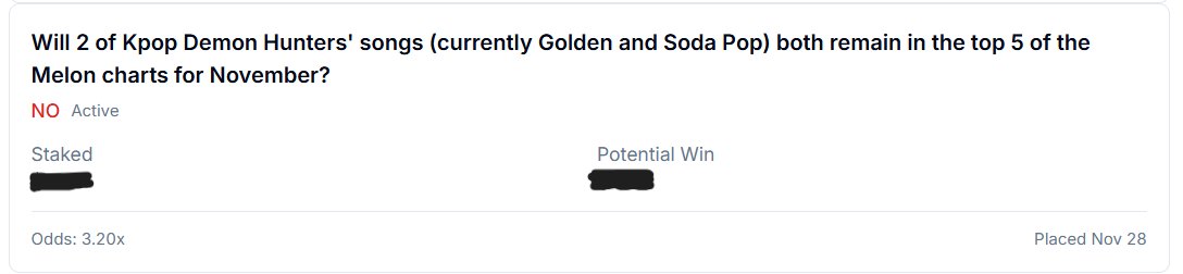 The first prediction market has dropped on <a href="/StoryProtocol/">Story</a>, and it’s flipping cultural markets on their head.

<a href="/MusicByVirtuals/">Music By Virtuals</a> is turning culture into something you can trade with every prediction settling on Story.

Two interesting markets just went live:

1) Will 2 songs from