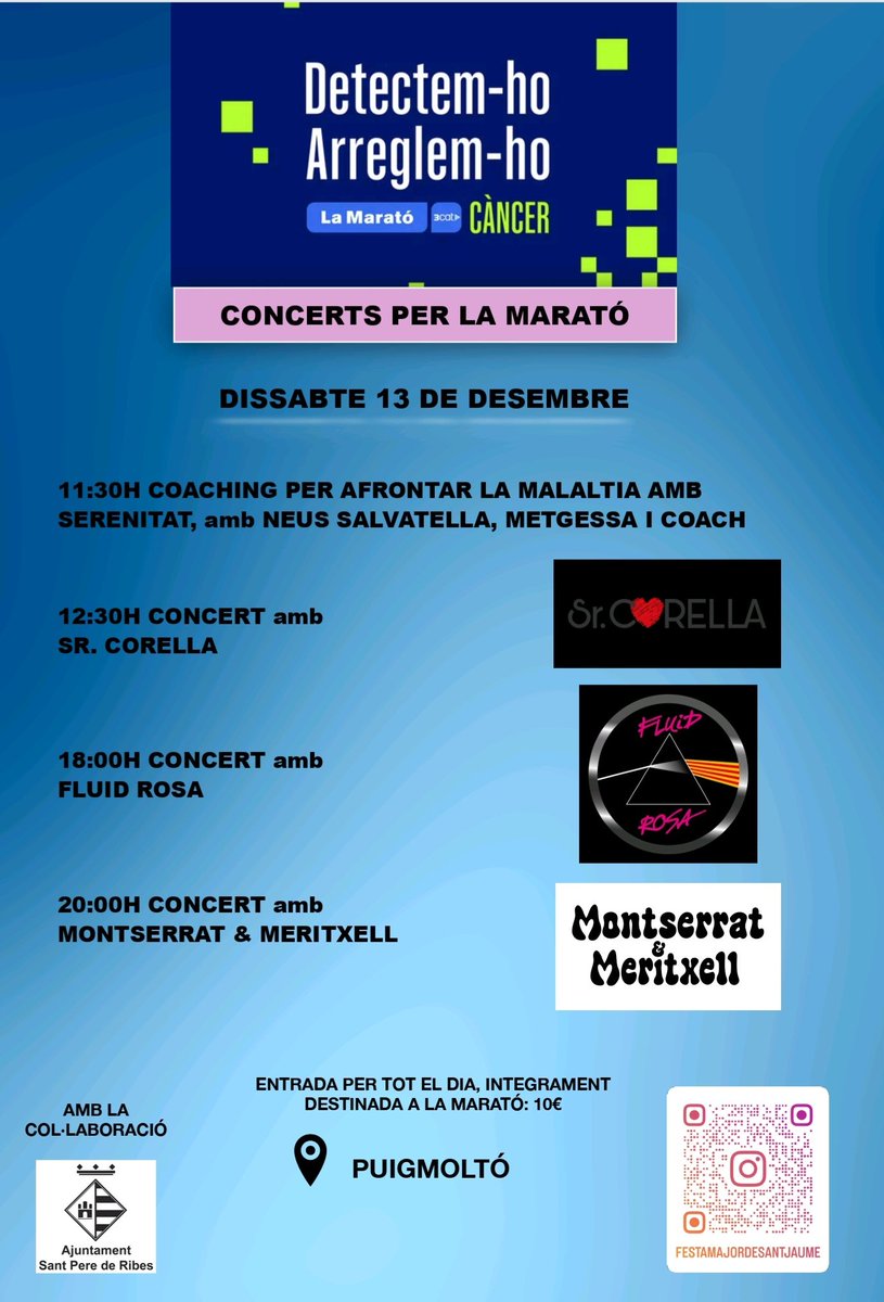 El 13 de desembre tocarem a Puigmoltó (<a href="/santperederibes/">Sant Pere de Ribes</a> ) per <a href="/LaMaratoTV3_SVH/">LaMaratóTV3_SVH</a> 
Ajuda'ns a fer-ho córrer!

Passegem per Pink Floyd en català!