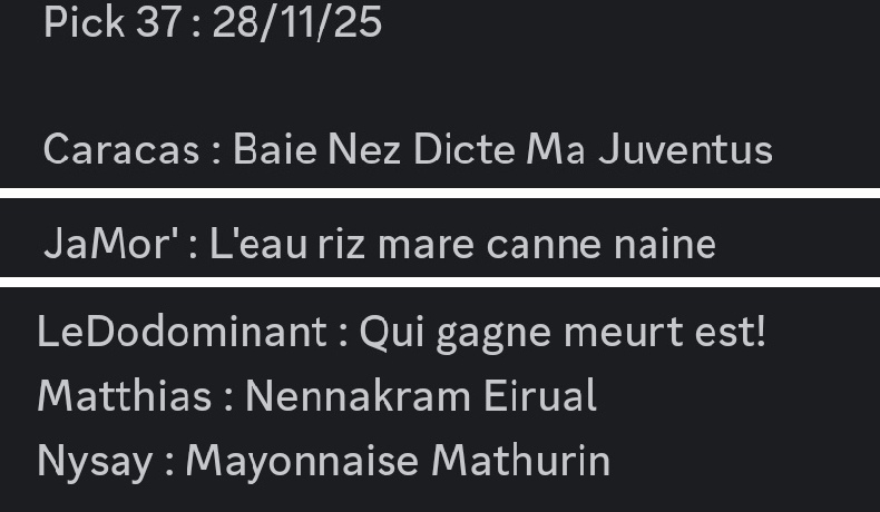 Les Dodos avant la reprise :
"ouais cette année on est vraiment sérieux on pick bien, on annonce tous sérieusement nos picks"

Also les Dodos moins de 2 mois après :