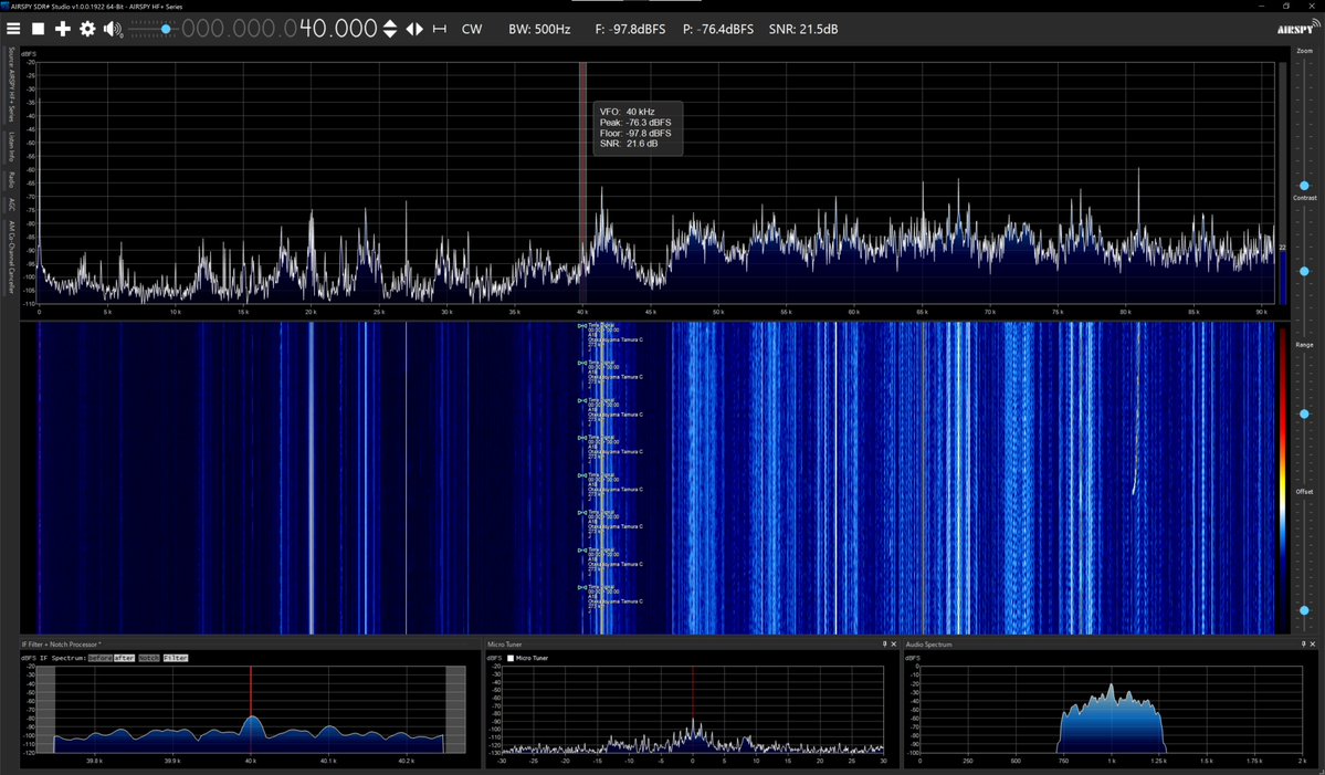 radiosiesta's tweet image. 今しがたのVLF
21.1、22.2、25、40、54、60kHzは入感中

おはようございます
#VLF
#Airspy
#SDRSharp
#YouLoop
#YouTwin