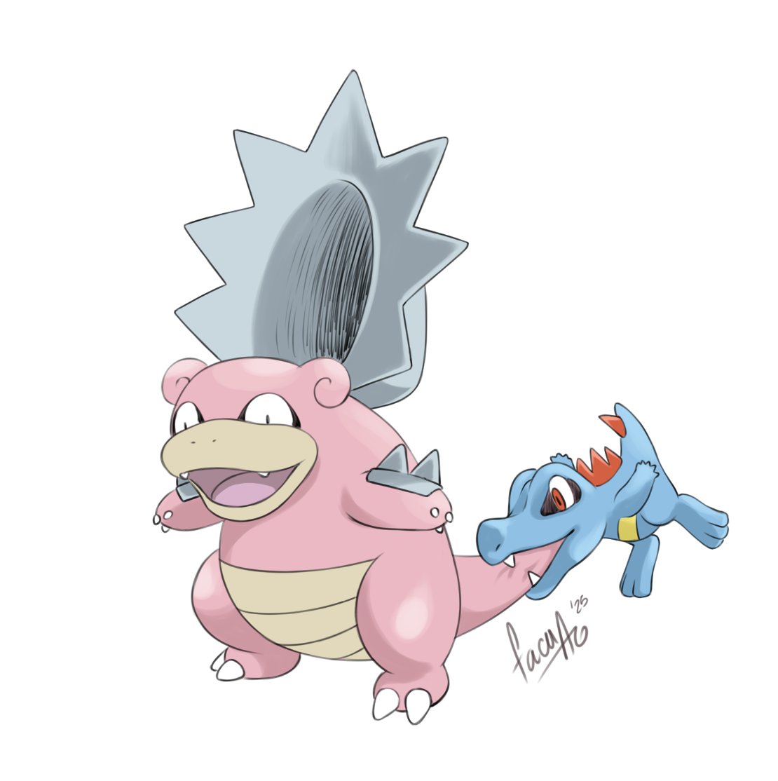Arlequiando's tweet photo. Vi uno así pero con Flygon y termine haciendo una versión con Totodile xD

#slowbro #yadon #totodile #feraligatr #mega #megaferaligatr #fanart #pokemon #pokemonart https://t.co/bBsA2nqLwI