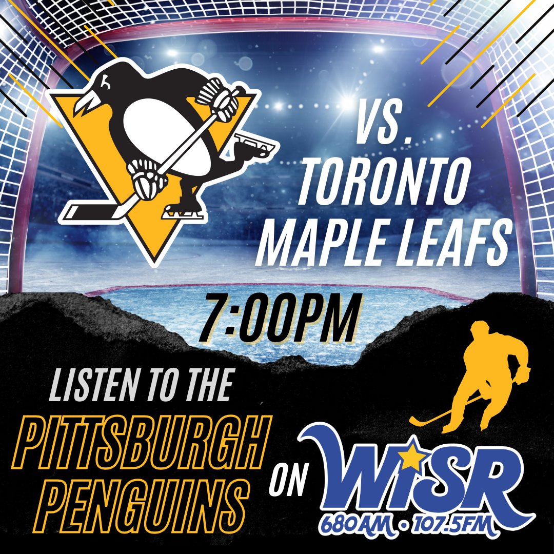 wisr680's tweet image. 🏒 It&apos;s a Penguins Hockey Night!🐧
Tune in to WISR 680AM &amp;amp; 107.5FM to hear the Penguins play the Toronto Maple Leafs! Pregame broadcast starts at 6:30pm. Game starts at 7pm! #LetsGoPens #Pittsburgh #Penguins #WISR #NHL #NHLGlobalSeries