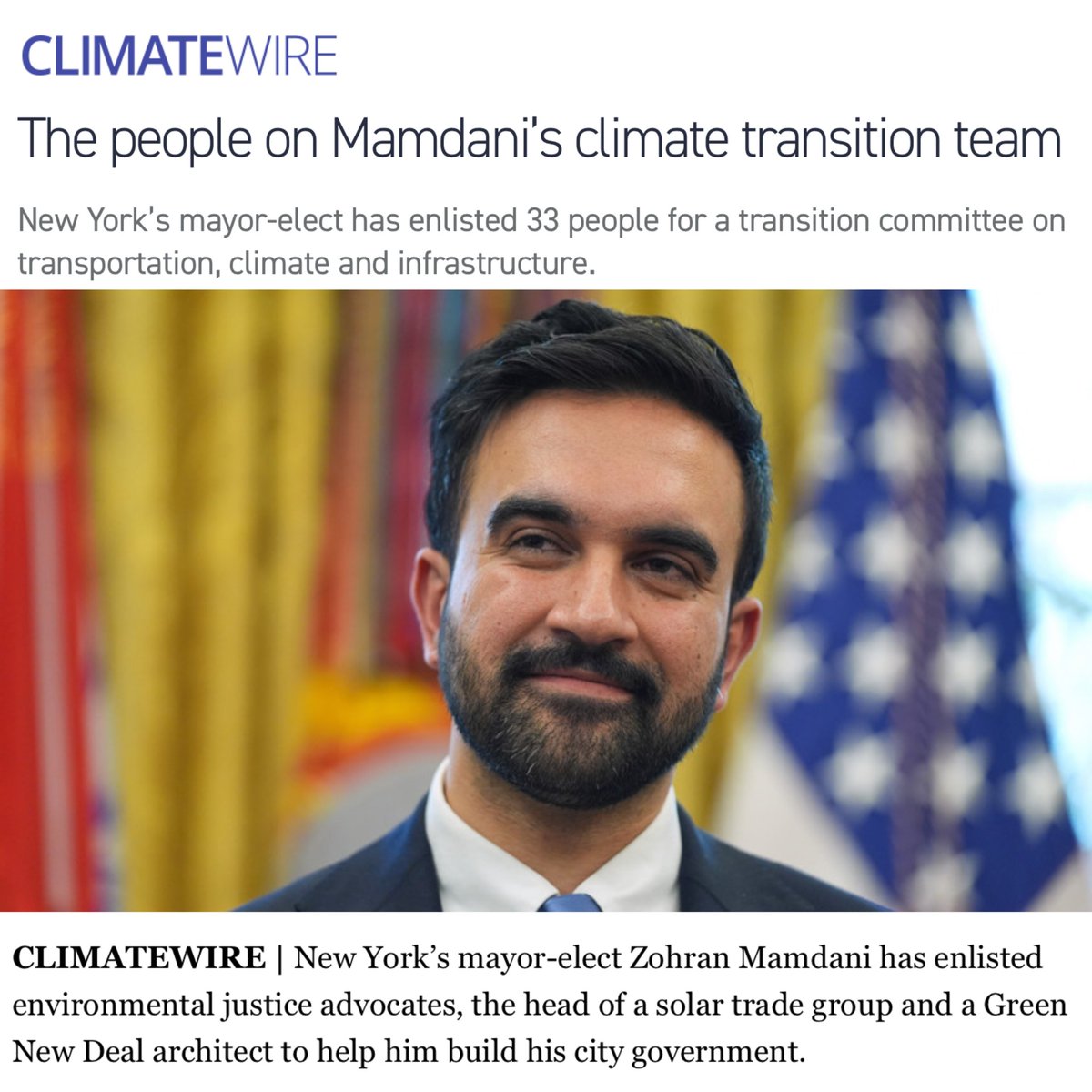 ZohranKMamdani's tweet image. The climate crisis won’t wait and neither will we. With this team, we’ll meet it head-on.
