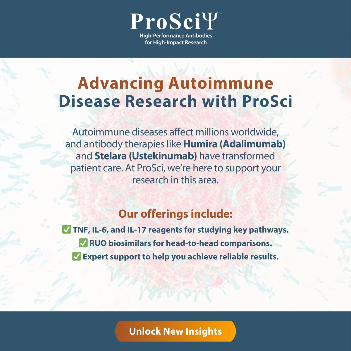 ProSciInc's tweet image. Let’s work together to unlock new insights into autoimmune diseases!

#AutoimmuneResearch #TherapeuticAntibodies #ProSciCares